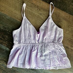 Hollister Lilac Smocked Spaghetti Strap Tank Top
